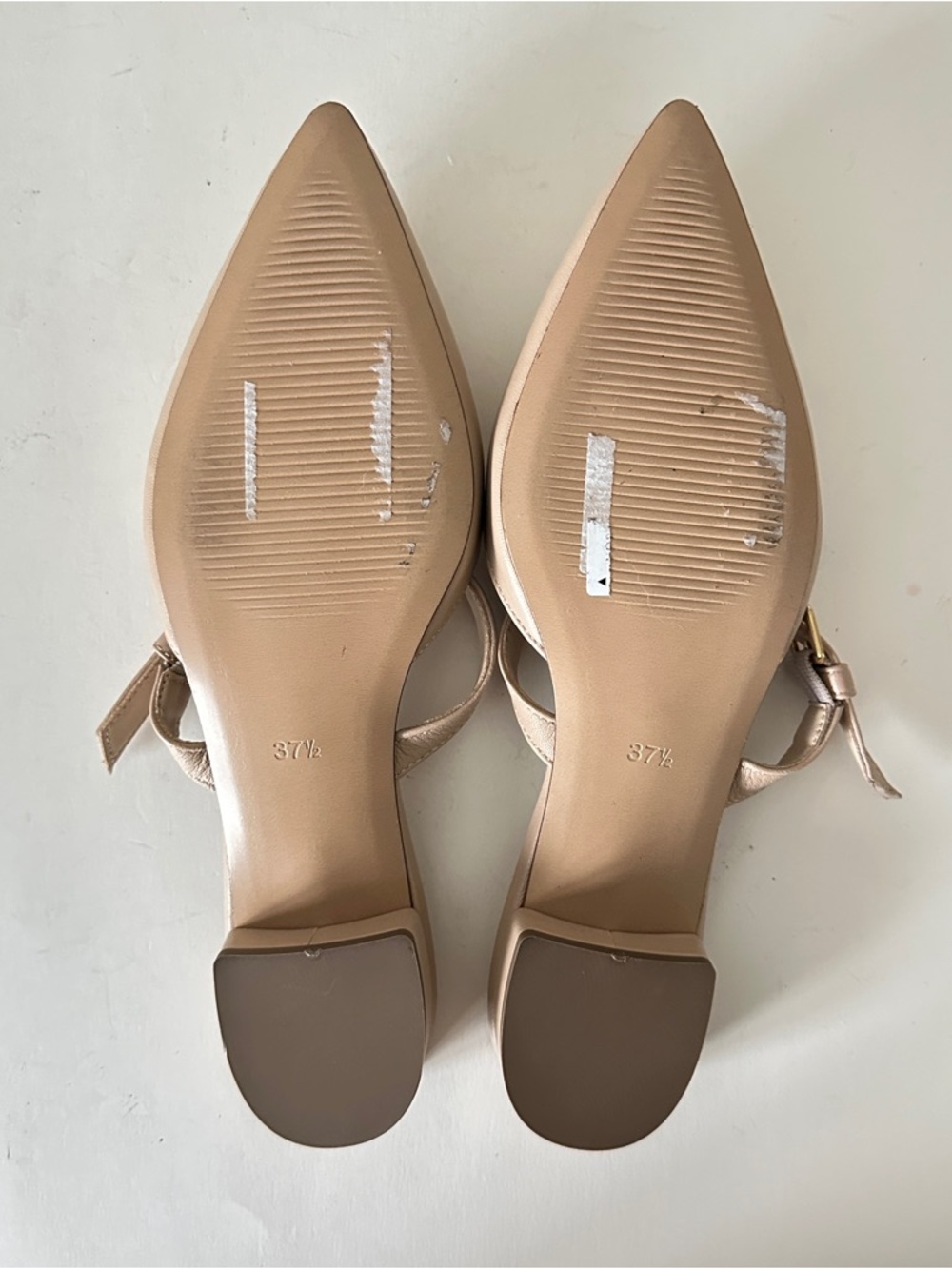 NEW Bruno Magli Pasha Nude Leather Slingback Mules with Gold Buckle, Sz 37.5 - Picture 12 of 13